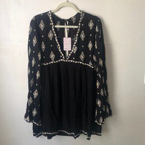 Black & White Crochet Free People Dress NWT